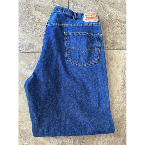 Levi's Other - Levis 550 Jeans Mens Size 46X32  Blue Denim Flat Front Straight Jeans Fit 44X32